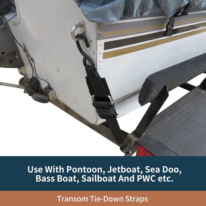 Seamander Boat Tie Down Straps to Trailer- Marine Grade Transom Tie Downs 2inch x 48inch Adjustable Boat Trailer Straps for Boat, Jet Ski, & More - Image 4